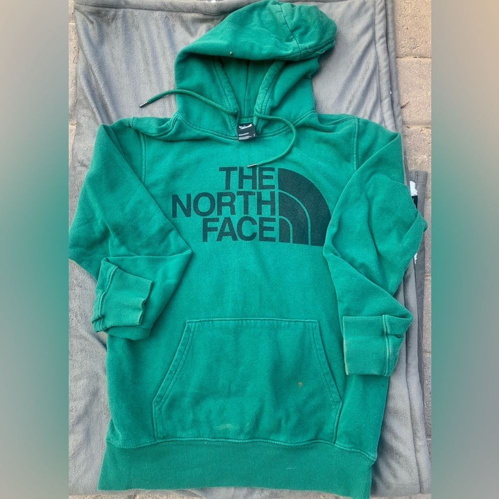 North Face Green Signature Logo Hoodie SZ S